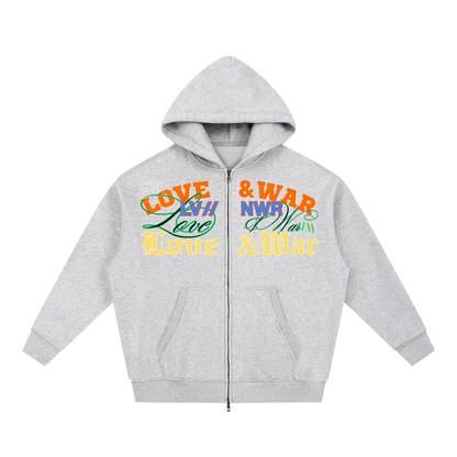 Loveandwar,hoodie,meaning,oversized,men,unisex,crop,zipper